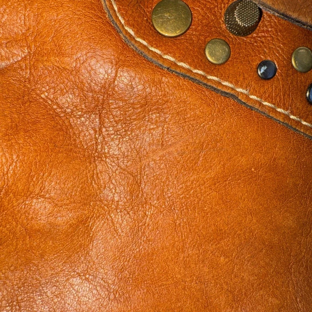 Patricia Nash Ergo Studded Bag Boho Western Coastal Cowgirl Brown Leather/studs